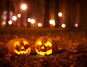 pumpkins at night