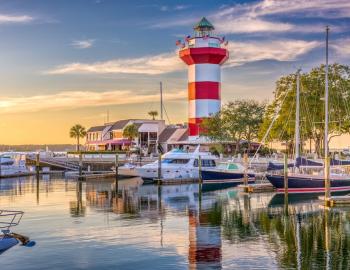 light house at shelter cove marina in hilton head