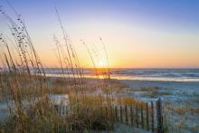 View of beach at sunset in Hilton Head